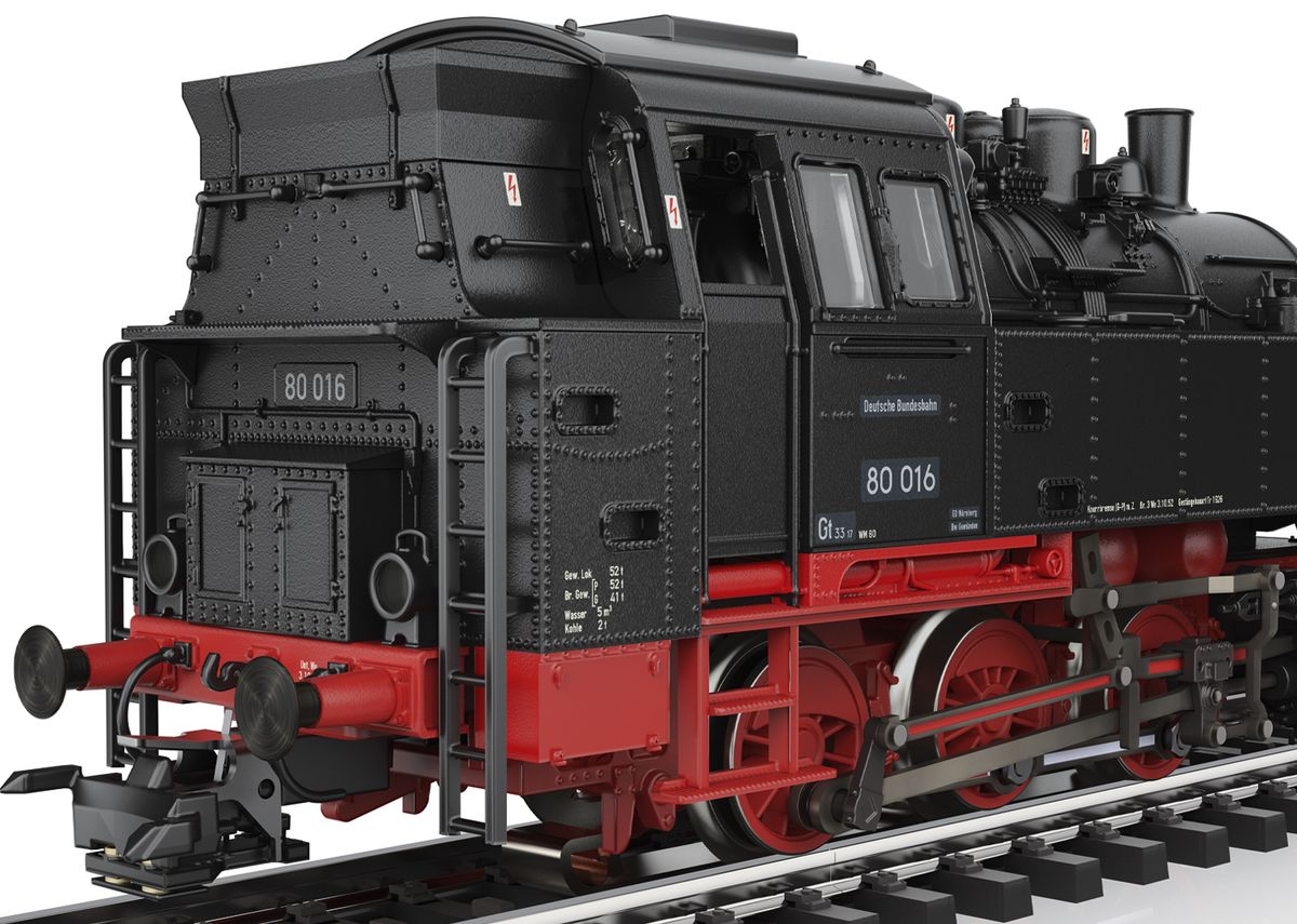 Märklin - DB Br80 damplok, digitalt med lyd + kobl.